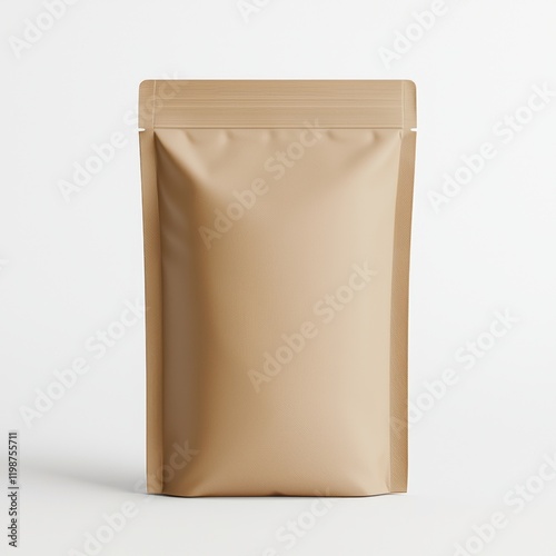 Pouch mock up for vintage style food packaging concept. Plain brown packaging pouch on a white background