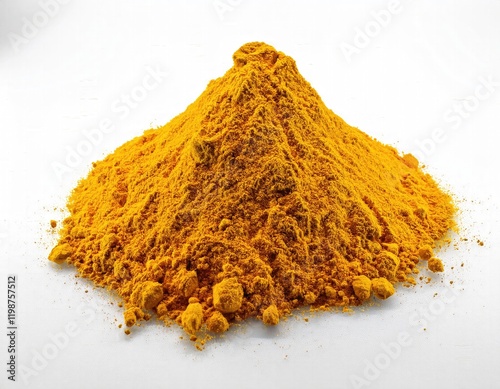 Turmeric powder, Turmeric should be ground or dry powder on a white isolated photo