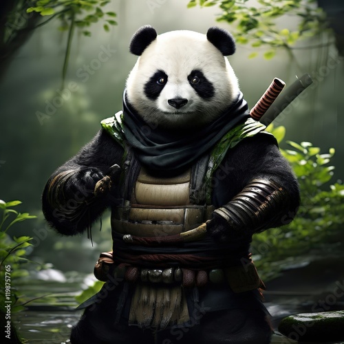 the AI Image Generator, Anthropomorphic Panda Warrior