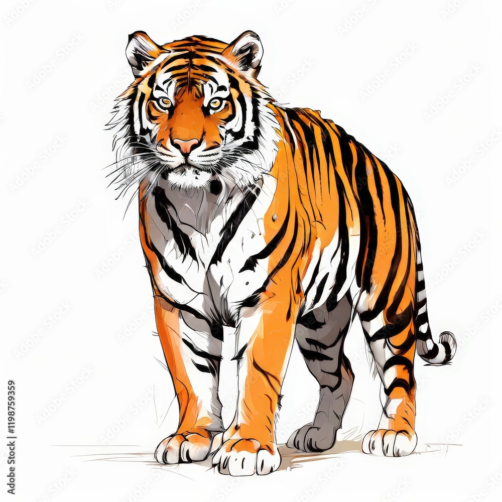 Obraz premium the AI Image Generator, Artistic Illustration of a Majestic Tiger