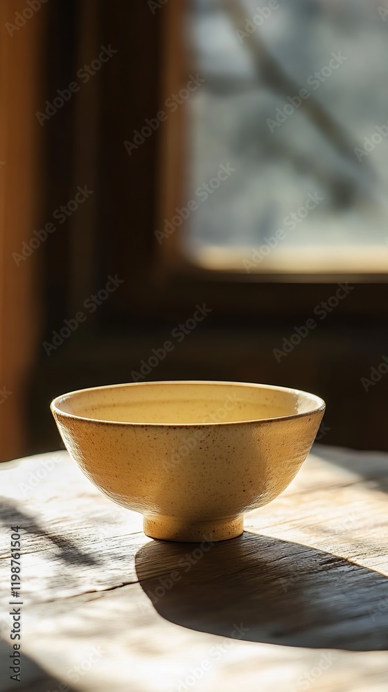 A simple ceramic bowl sits on a wooden table, bathed in warm sunlight from a nearby window, creating a cozy and inviting atmosphere. A simple ceramic bowl sits on a wooden table, bathed in warm sunlight from a nearby window, creating a cozy and inviting atmosphere.