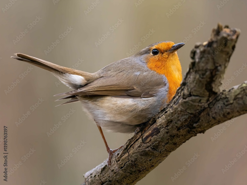 Fototapeta premium European Robin Perched on a Branch