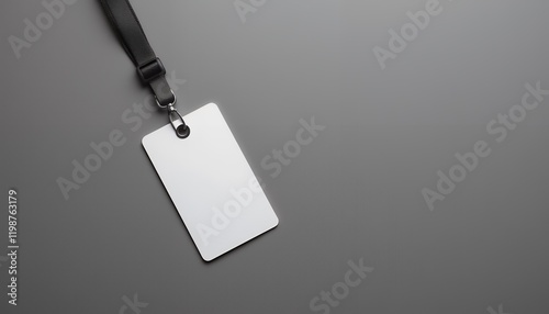 Blank White Id Badge with Lanyard Mockup