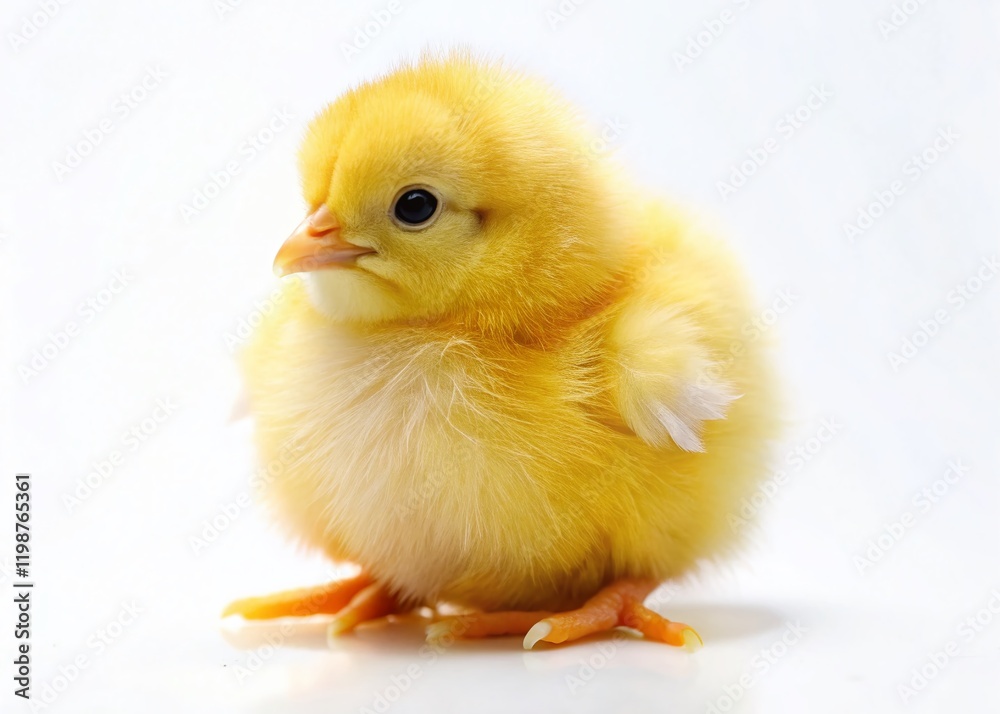 Tiny Yellow Chickling Isolated on Pure White Background - Adorable Baby Bird Stock Photo Tiny Yellow Chickling Isolated on Pure White Background - Adorable Baby Bird Stock Photo