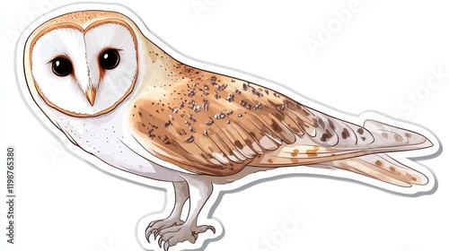 A Barn Owl illustration on a white background, useful for nature or animal projects photo