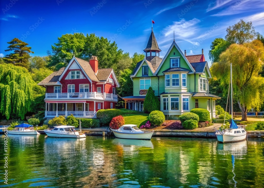Obraz premium Toronto Island Architectural Photography: Victorian Homes & Lakeside Views