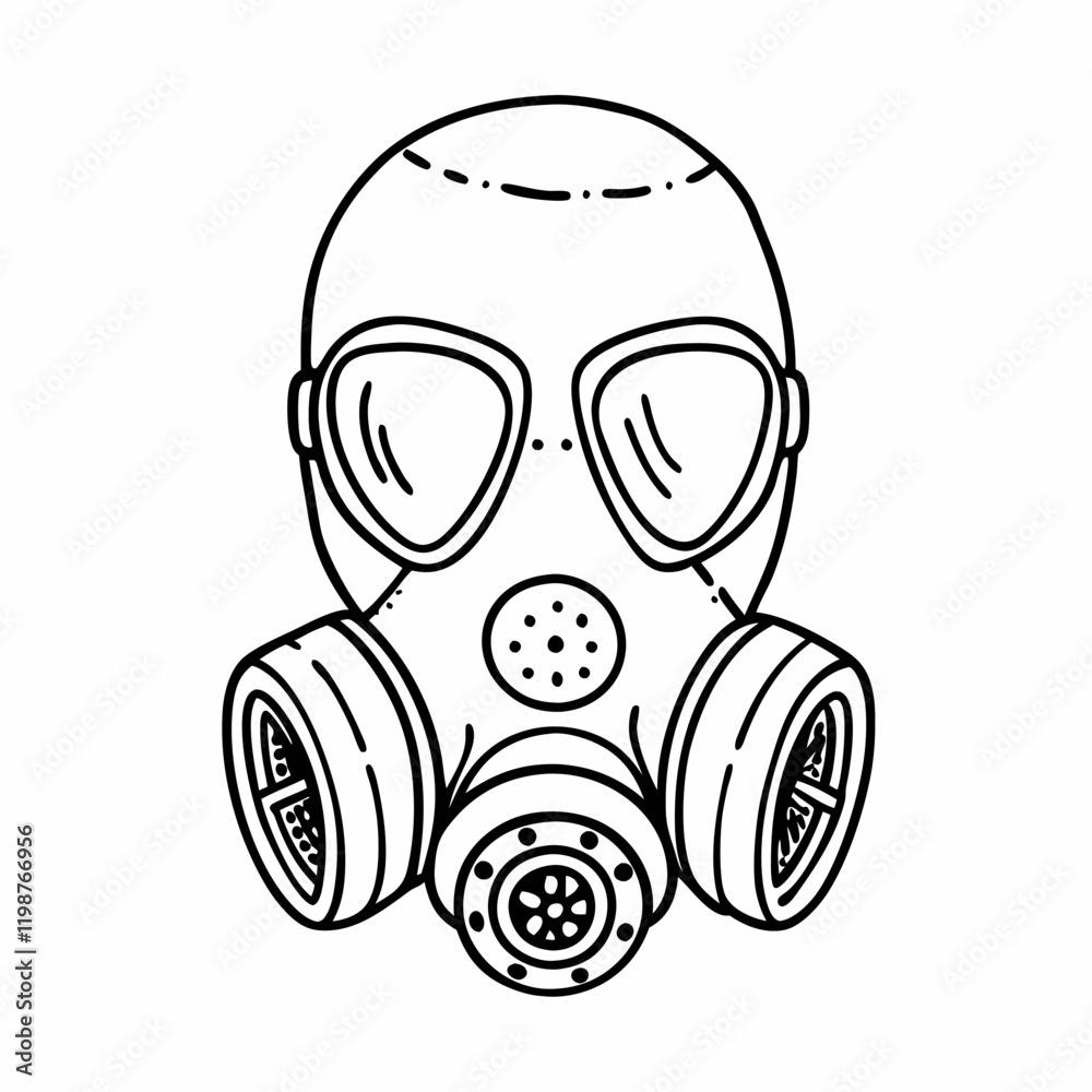 Hand Drawn Gas Mask Vector Illustration for Safety and Protection Design Hand Drawn Gas Mask Vector Illustration for Safety and Protection Design