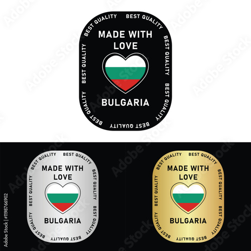 Made in Bulgaria Badge Tag Seal Flag Waving Flag Make in Bulgaria 