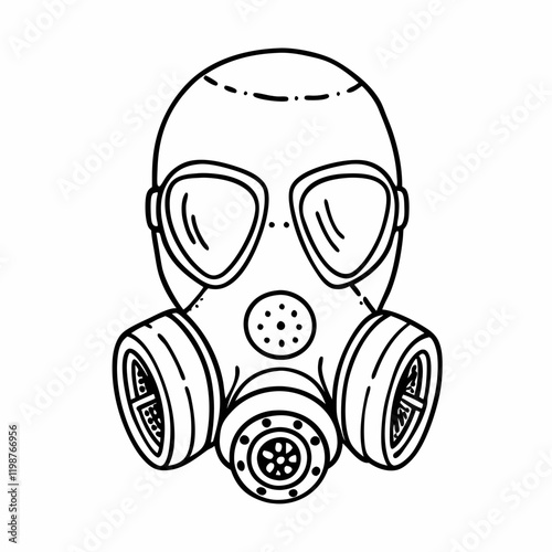 Hand Drawn Gas Mask Vector Illustration for Safety and Protection Design