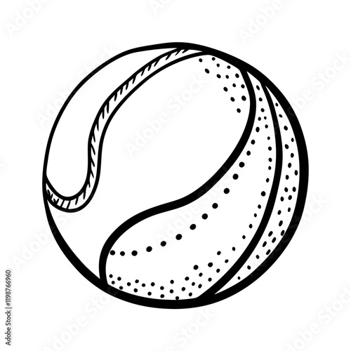 Hand Drawn Tennis Ball Sketch Black and White Vector Illustration