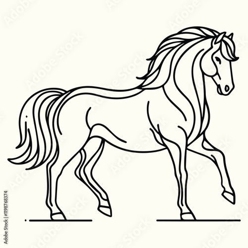 Horse Drawing Black and White Coloring Page