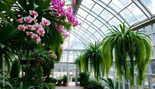 a greenhouse filled with lots of green plants