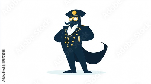 Whimsical Captain Illustration: Nautical Leader, Sea Voyager, Maritime Explorer