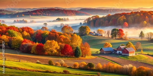 Wallpaper Mural Vibrant Autumn Leaves in Rural Ohio Farmland - Scenic Fall Landscape Photography Torontodigital.ca