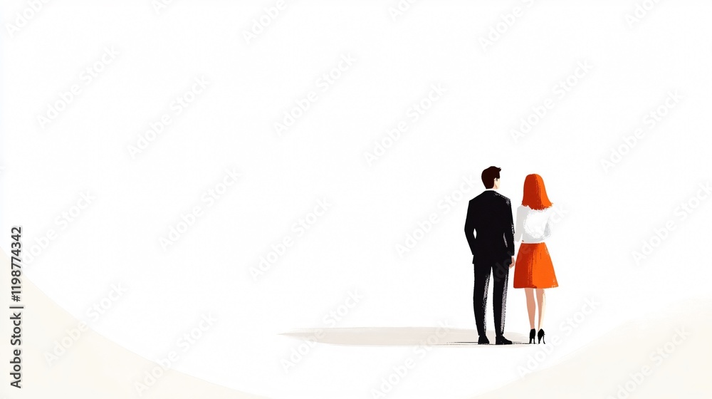 Couple Gazing into the Future: A Minimalist Depiction of Shared Dreams and Aspirations in Business and Life Couple Gazing into the Future: A Minimalist Depiction of Shared Dreams and Aspirations in Business and Life