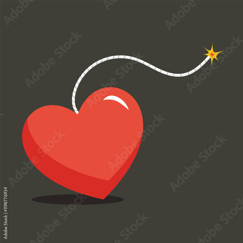Explosion heart with fire