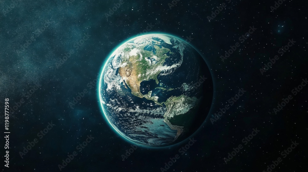 Fototapeta premium Pixelated Earth in the Vast Cosmos
