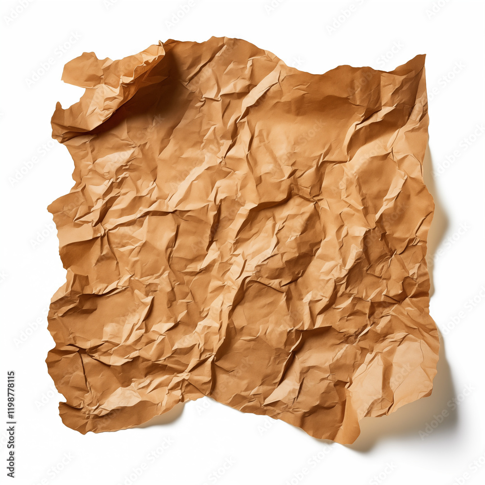Obraz premium Brown Crumpled Paper Texture Wrinkled Kraft Paper Background