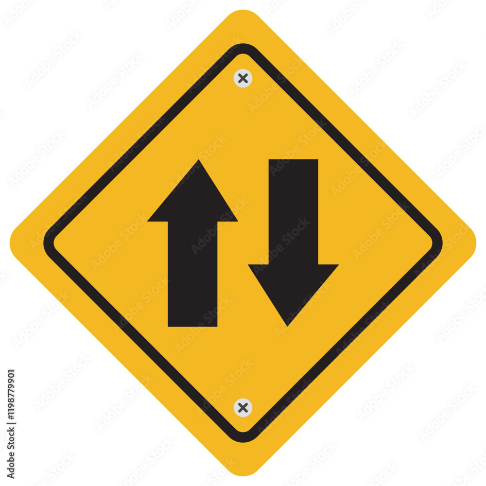 Two way traffic symbol isolated on white background. Two way traffic symbol isolated on white background.
