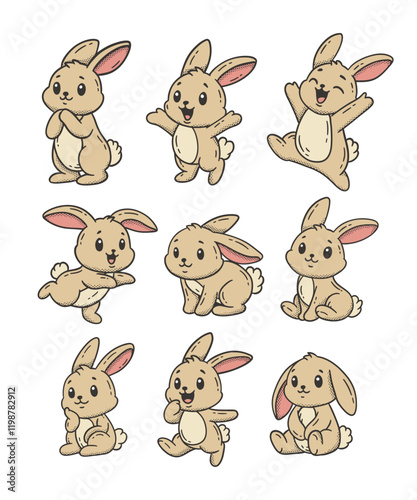 Cute Rabbit Doodle Style Illustration