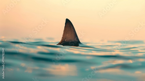 Shark Fin Breaks Surface, Signaling Predator's Presence in Water