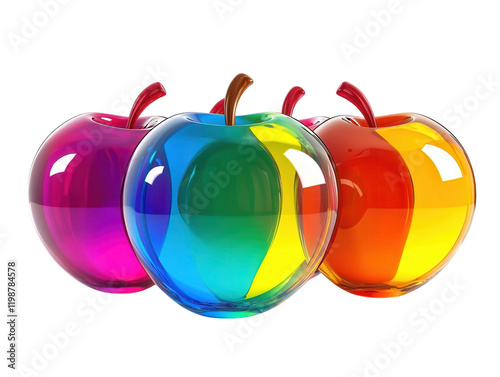 Colorful Glass Apples in Bright Shades of Red Green Yellow and Blue