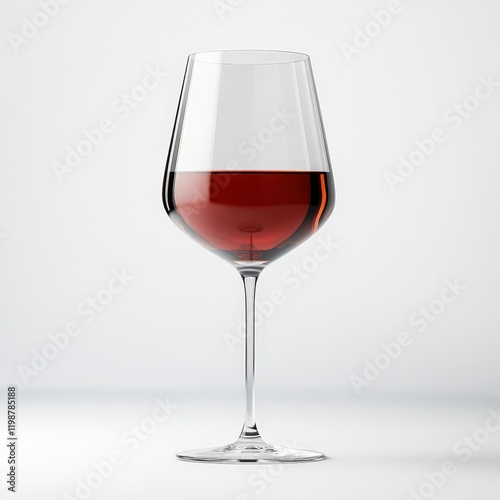 A single glass of red wine on a white background. photo