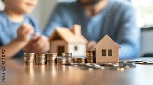 Family sorting through finances to allocate funds for different stages of home construction