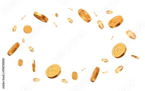 3d flying golden coins of Brazilian Real on white isolated background. Rich or casino luck concept. Precious expensive treasure. Stock vector illustration on isolated background