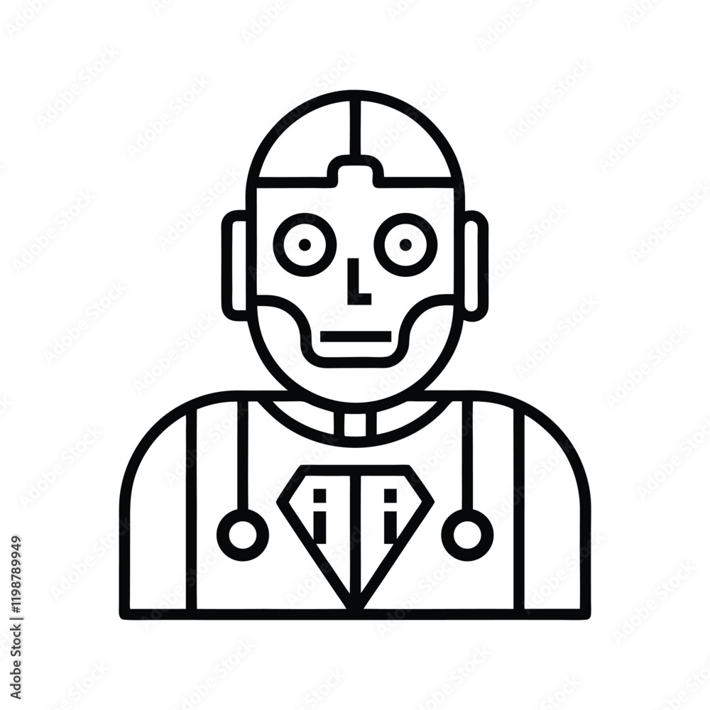 Minimalist Robot Line Art Icon for Artificial Intelligence, Robotics, and Tech Solutions Minimalist Robot Line Art Icon for Artificial Intelligence, Robotics, and Tech Solutions