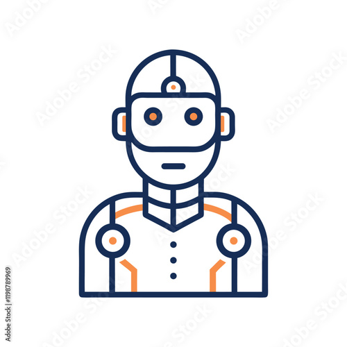 Modern Robot Line Art Icon with Minimalist Colors for AI, Robotics, and Technology Branding