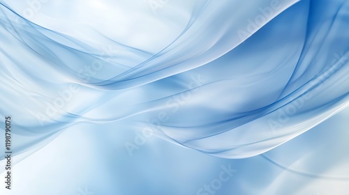 Delicate Blue Swoosh Lines Creating a Smooth Flowing Abstract Background : Generative AI
