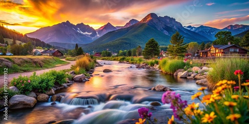 Estes Park Colorado Rocky Mountains Scenic Bokeh Landscape Photography photo