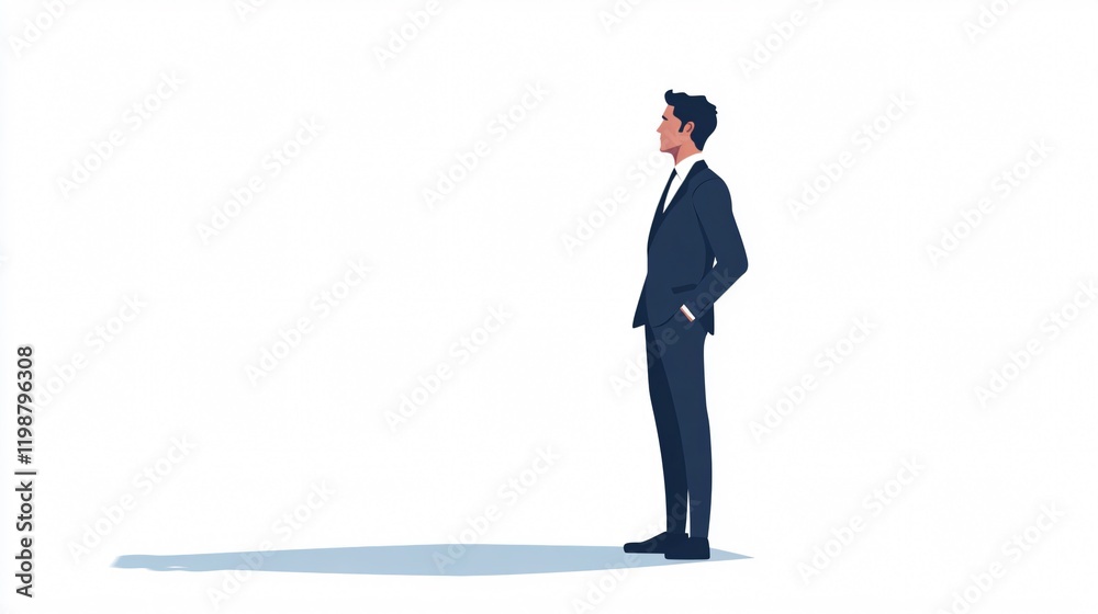 Fototapeta premium Confident Businessman in Formal Wear: A Minimalist Vector Illustration of Success and Leadership
