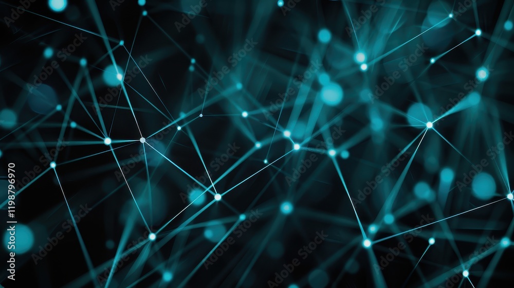 Network Nodes and Lines on a Black and Blue Background Network Nodes and Lines on a Black and Blue Background