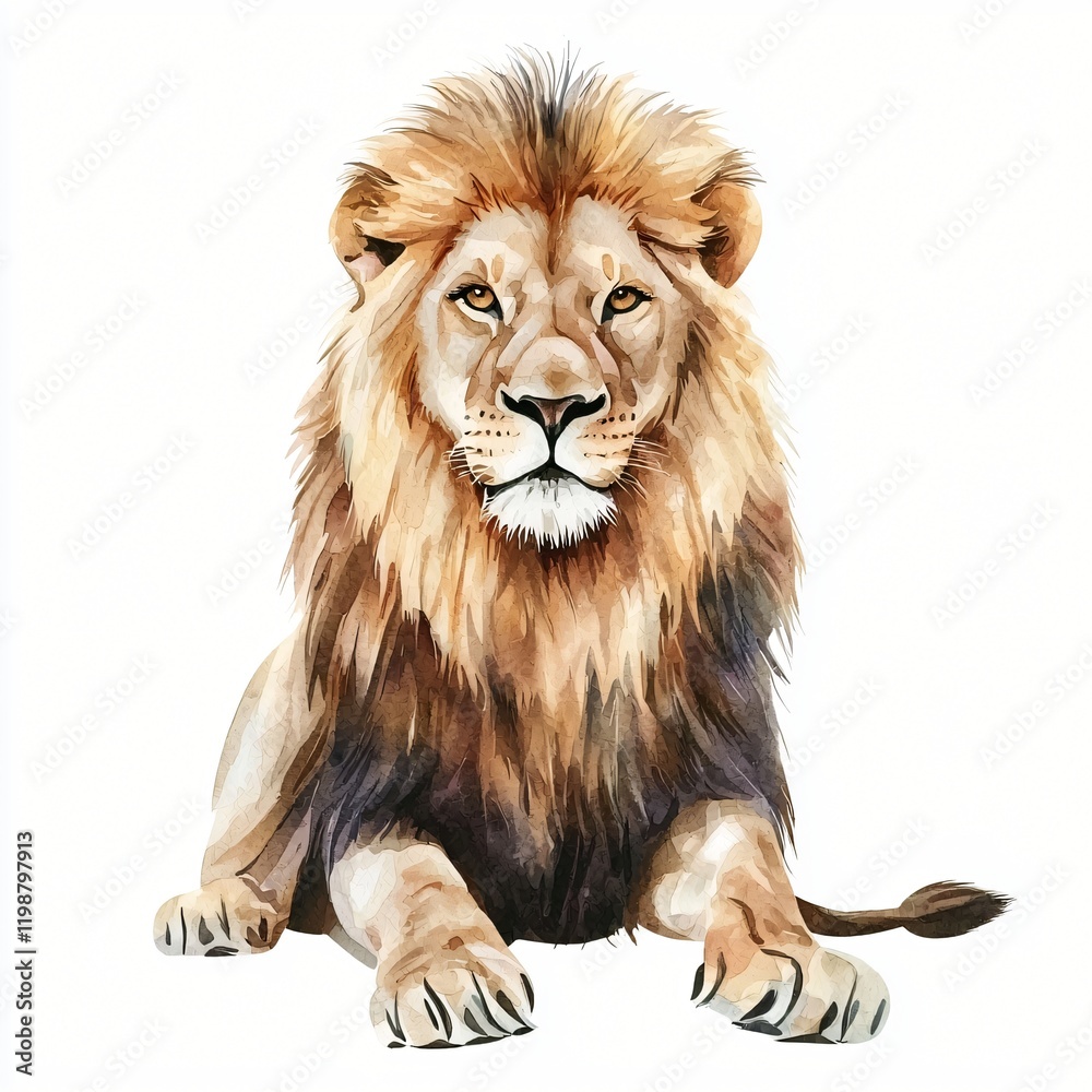 Majestic African Lion Watercolor Painting Wildlife Art King of the Jungle Big Cat Portrait Majestic African Lion Watercolor Painting Wildlife Art King of the Jungle Big Cat Portrait