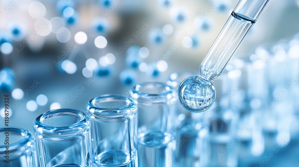 Laboratory Pipetting Science Experiment with Molecular Structure Background : Generative AI Laboratory Pipetting Science Experiment with Molecular Structure Background : Generative AI