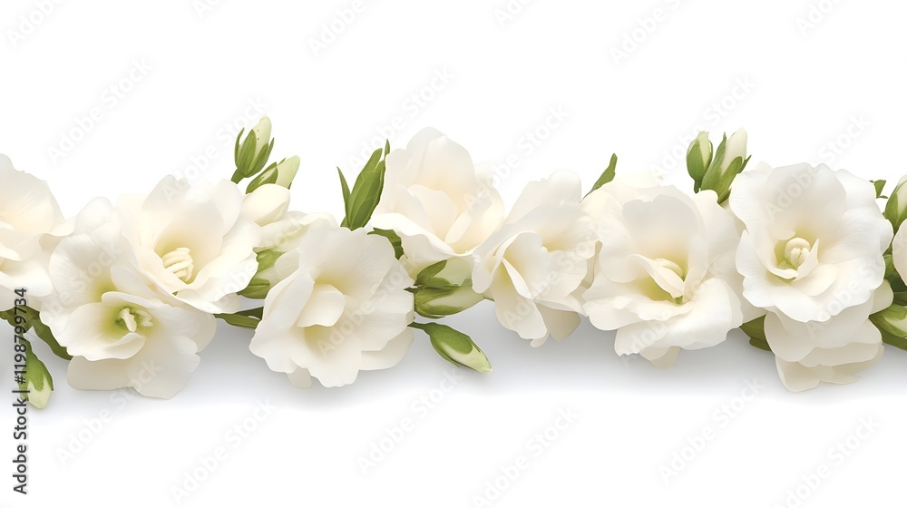 Fototapeta premium Elegant Arrangement of White Flowers on a Minimalist Background for Wedding or Special Occasion Decoration
