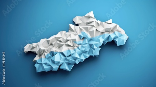 Wallpaper Mural Abstract Low Polygonal Art: White and Light Blue Geometric Shape on Blue Background Torontodigital.ca