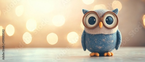 Adorable Soft Owl Toy with Big Round Glasses and Charming Design photo