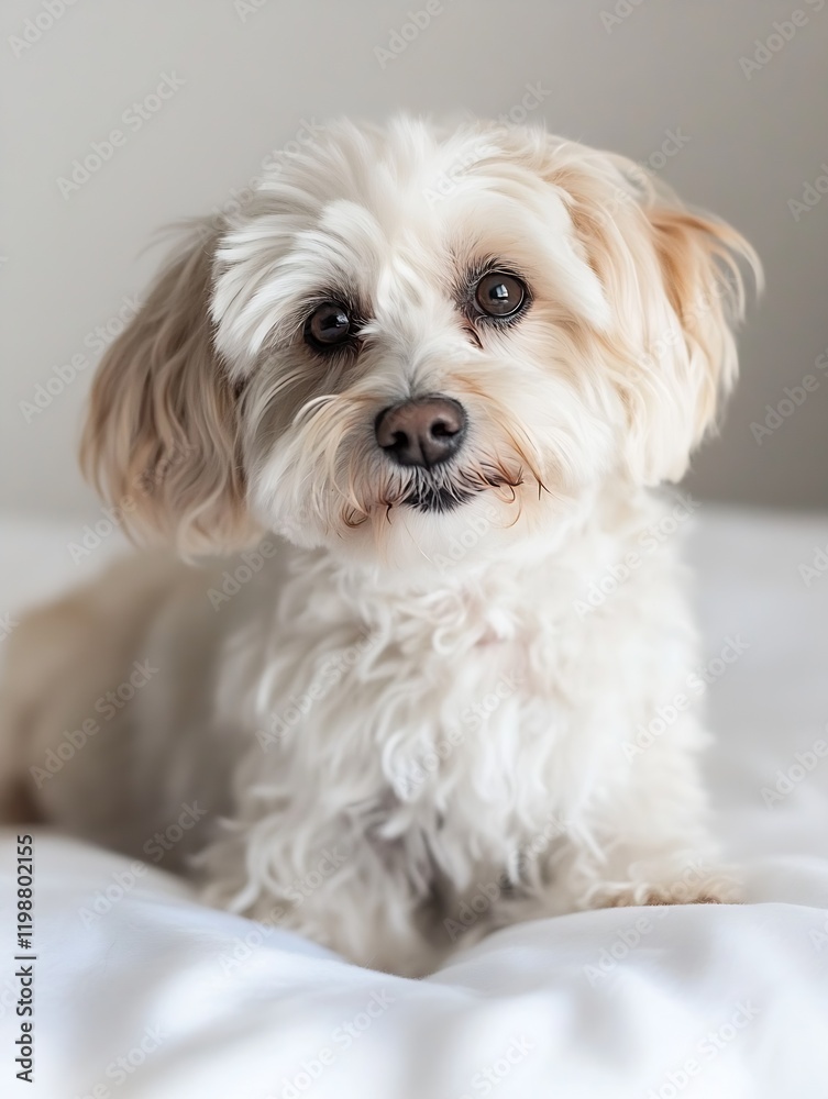 Soft White Fluffy Dog Relaxing Comfortably on a Cozy Blanket Indoors : Generative AI Soft White Fluffy Dog Relaxing Comfortably on a Cozy Blanket Indoors : Generative AI