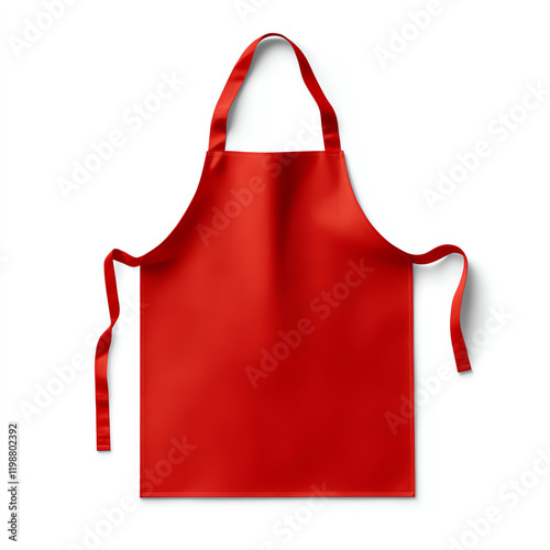 A vibrant red apron, perfect for cooking or crafting, adding style and protection to your activities. photo