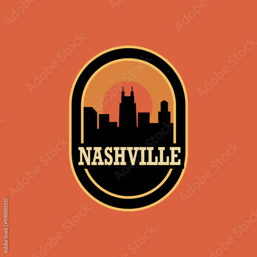 Fun vector design of Nashville city silhouette suitable for stickers or prints