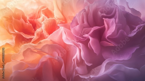 Flower background with layered roses in pastel hues and soft light