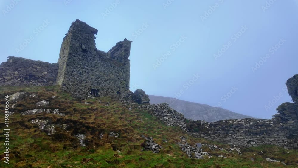 Ruined Irish Castle in rugged West Cork 3 Castles Head remote beauty on a mystical winter afternoon Ruined Irish Castle in rugged West Cork 3 Castles Head remote beauty on a mystical winter afternoon
