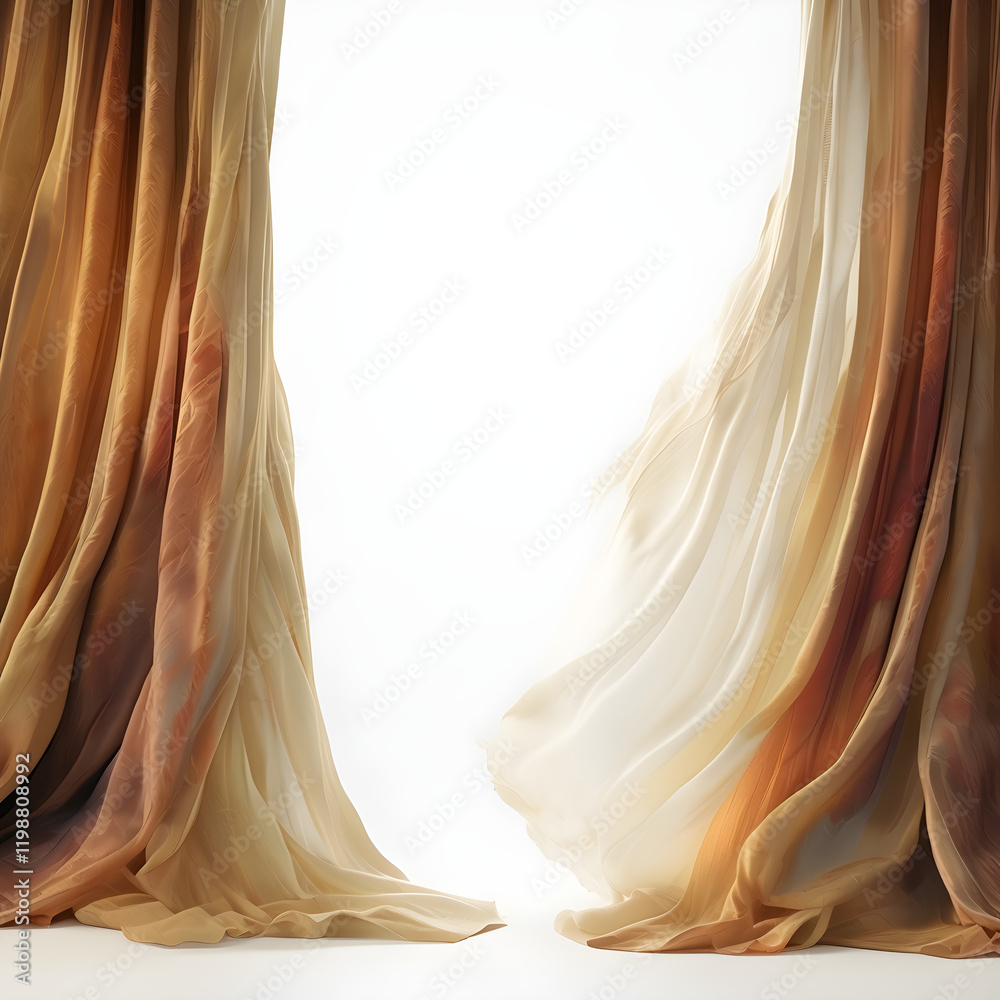 Elegant window curtains isolated on white background Elegant window curtains isolated on white background