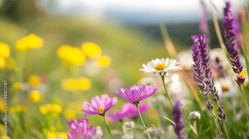 Obraz premium Vibrant Spring Wildflowers in Bloom on a Sunny Day : Generative AI