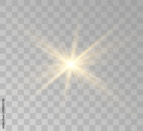 Transparent yellow sunlight special lens flash light effect. Front solar flare lenses	