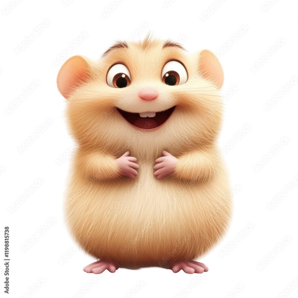 Cheerful Cartoon Hamster with a Big Smile and Soft Fluffy Fur Captivating All Ages Cheerful Cartoon Hamster with a Big Smile and Soft Fluffy Fur Captivating All Ages