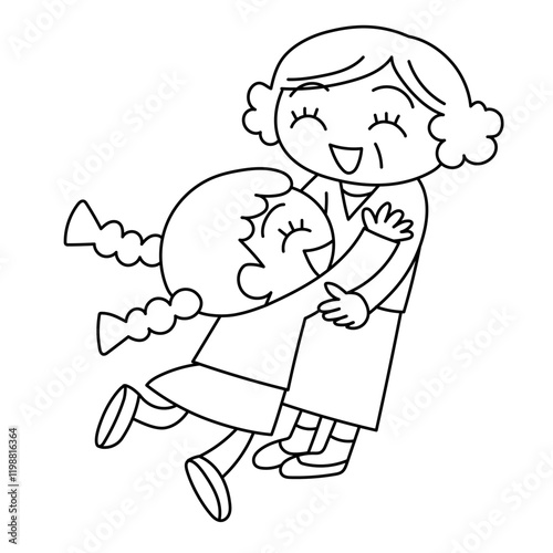 笑顔で抱き合うおばあちゃんと女の子
